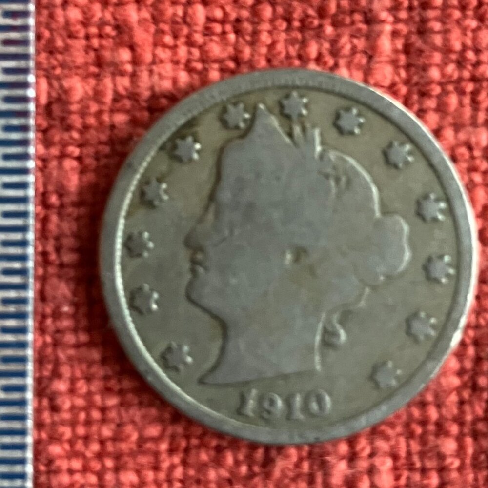115 Year Old 1910 Barber Liberty V Nickel US Coin Collection Collectible